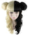 Women's Long Curly Two Tone Half Up Double Bun Wig with Bangs - Halloween Wigs | HPO