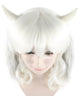 Shoulder Length Bob With Loose Curls, Horns, and Ears - Halloween Wigs | HPO